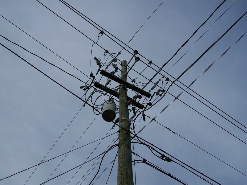 Power pole with utility lines