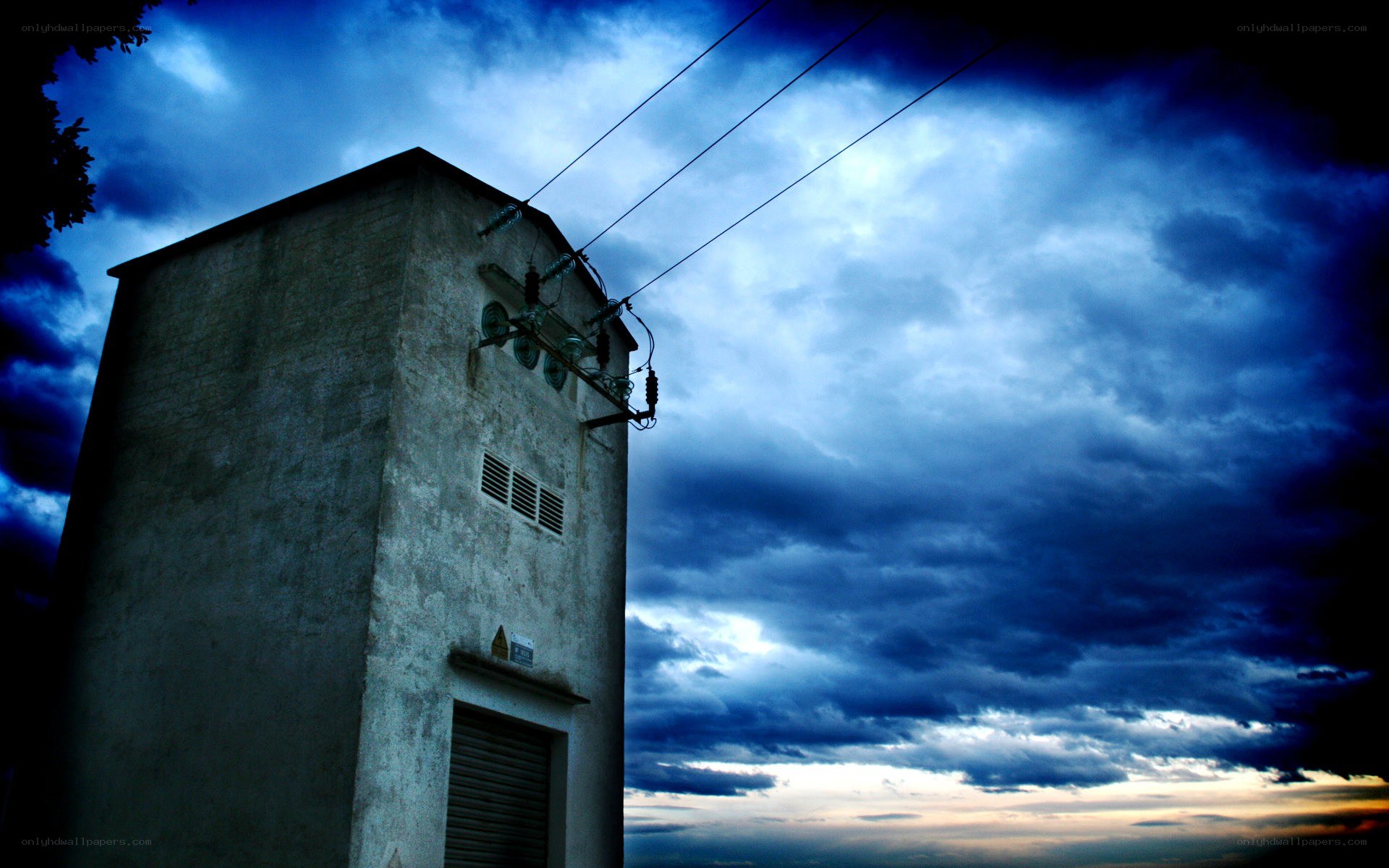 Power station under stormy sky