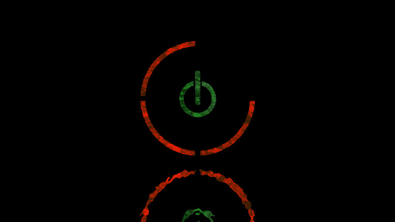 Power symbol with red and green accents