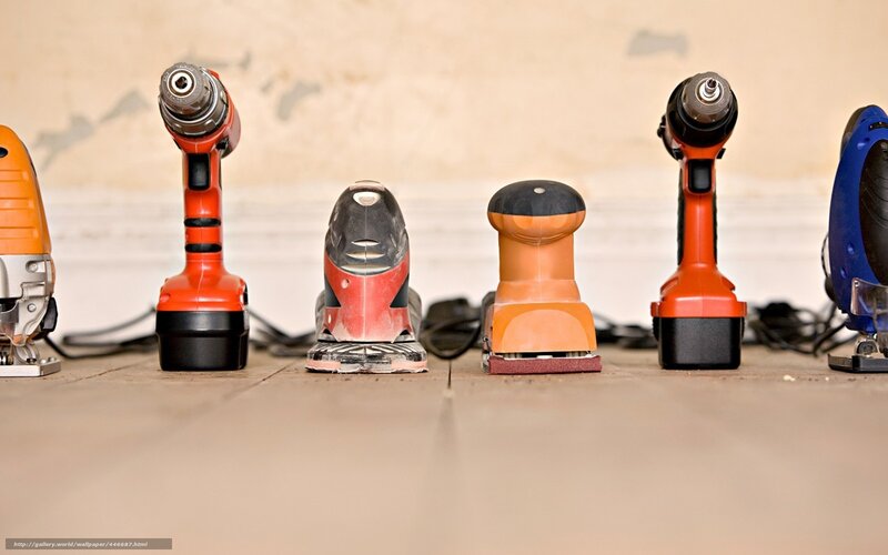power tools on floor