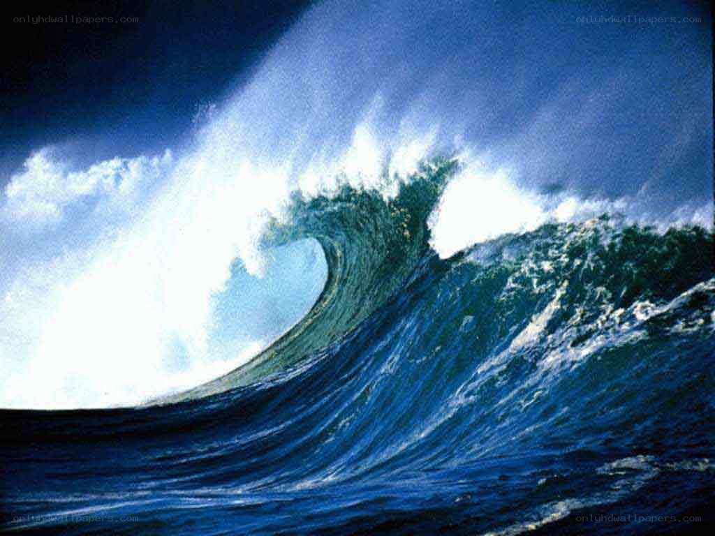 Powerful ocean wave at sea