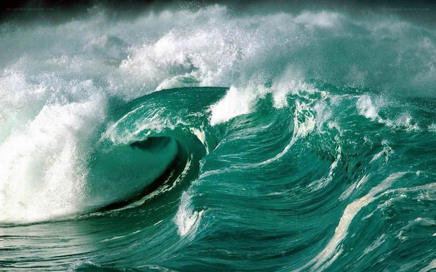 Powerful ocean wave breaking