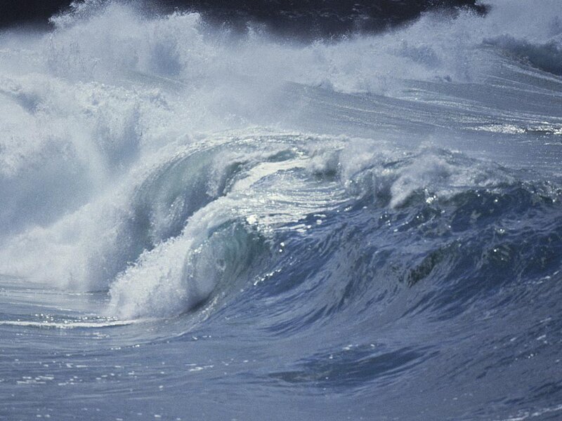 Powerful ocean wave crashing