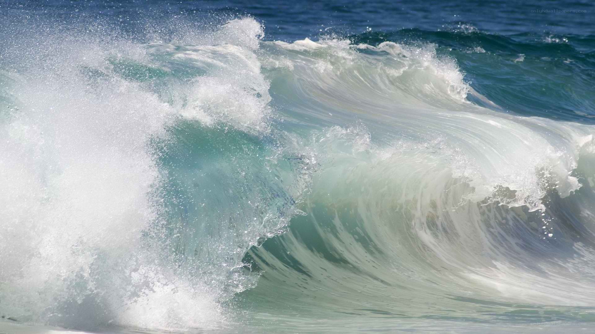 Powerful ocean wave crashing