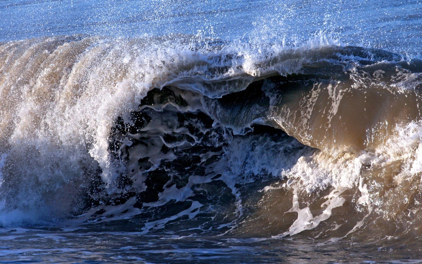 Powerful ocean wave crashing