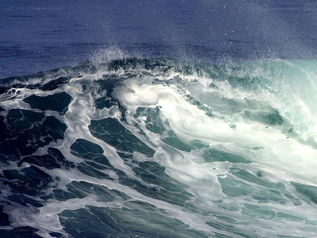 Powerful ocean wave crashing