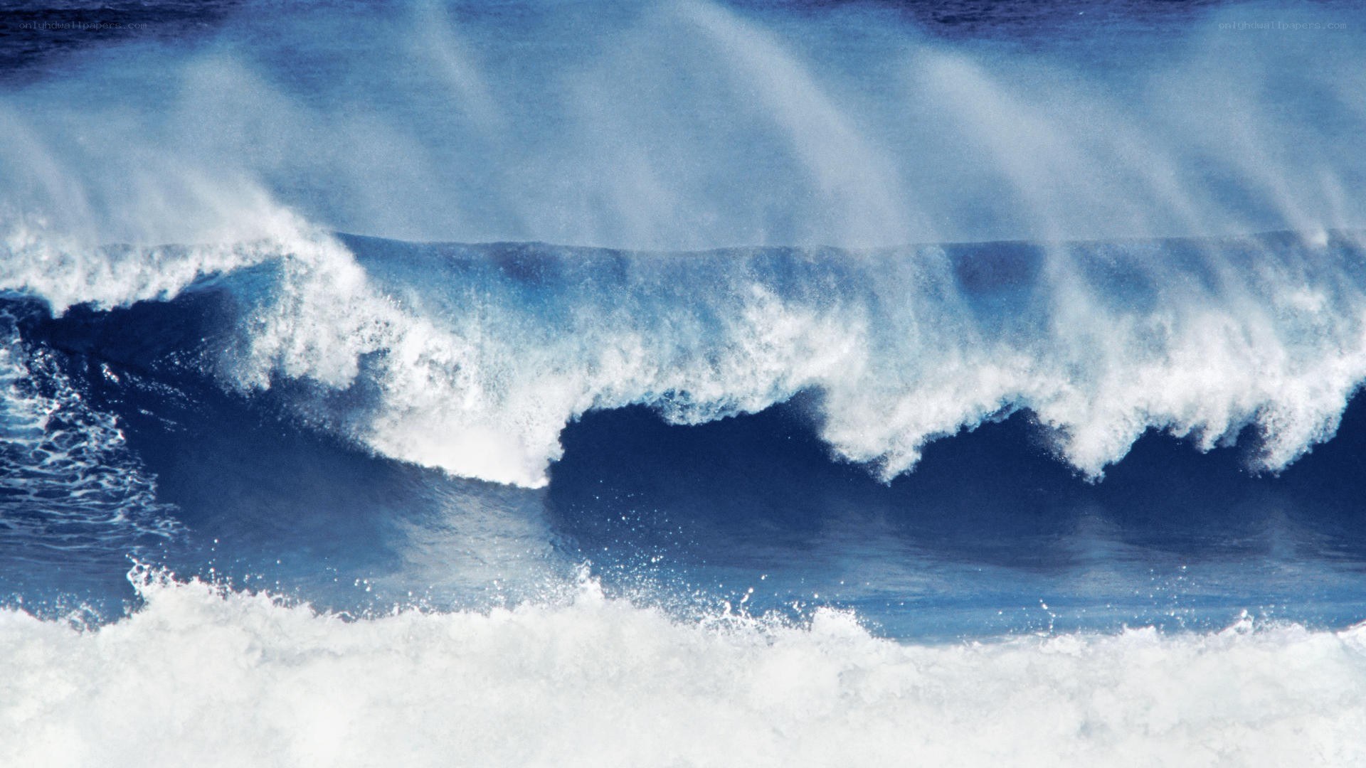 Powerful ocean wave crashing