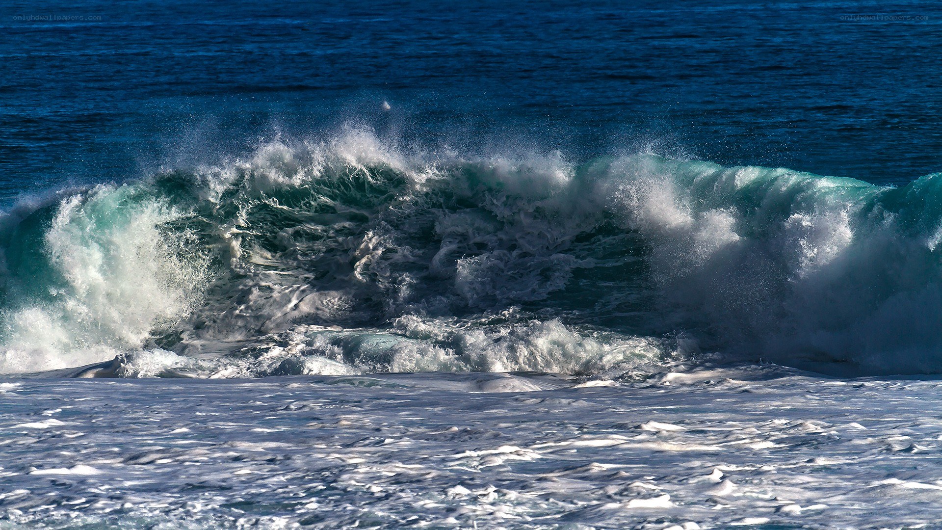 Powerful ocean wave crashing