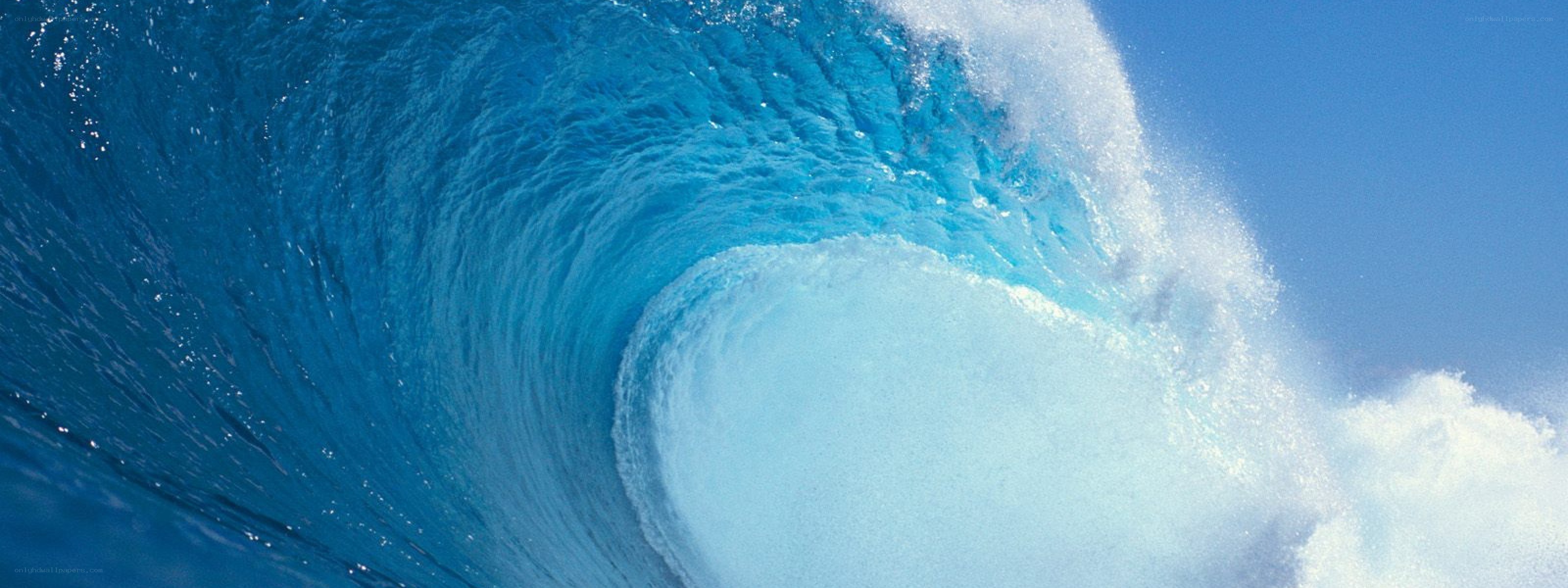 powerful ocean wave curling