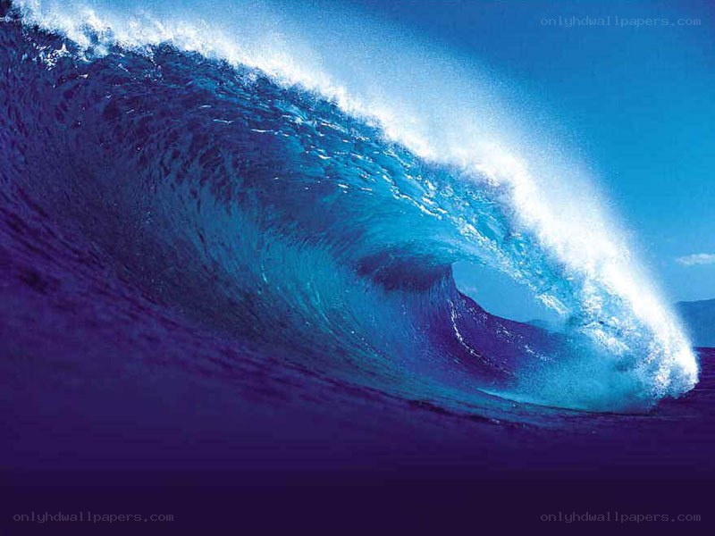 Powerful ocean wave curling