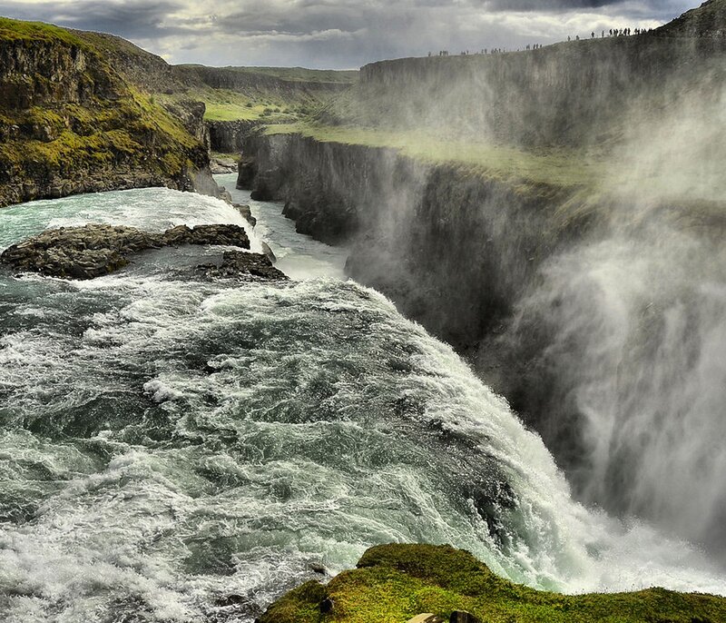 Powerful Waterfall in Canyon