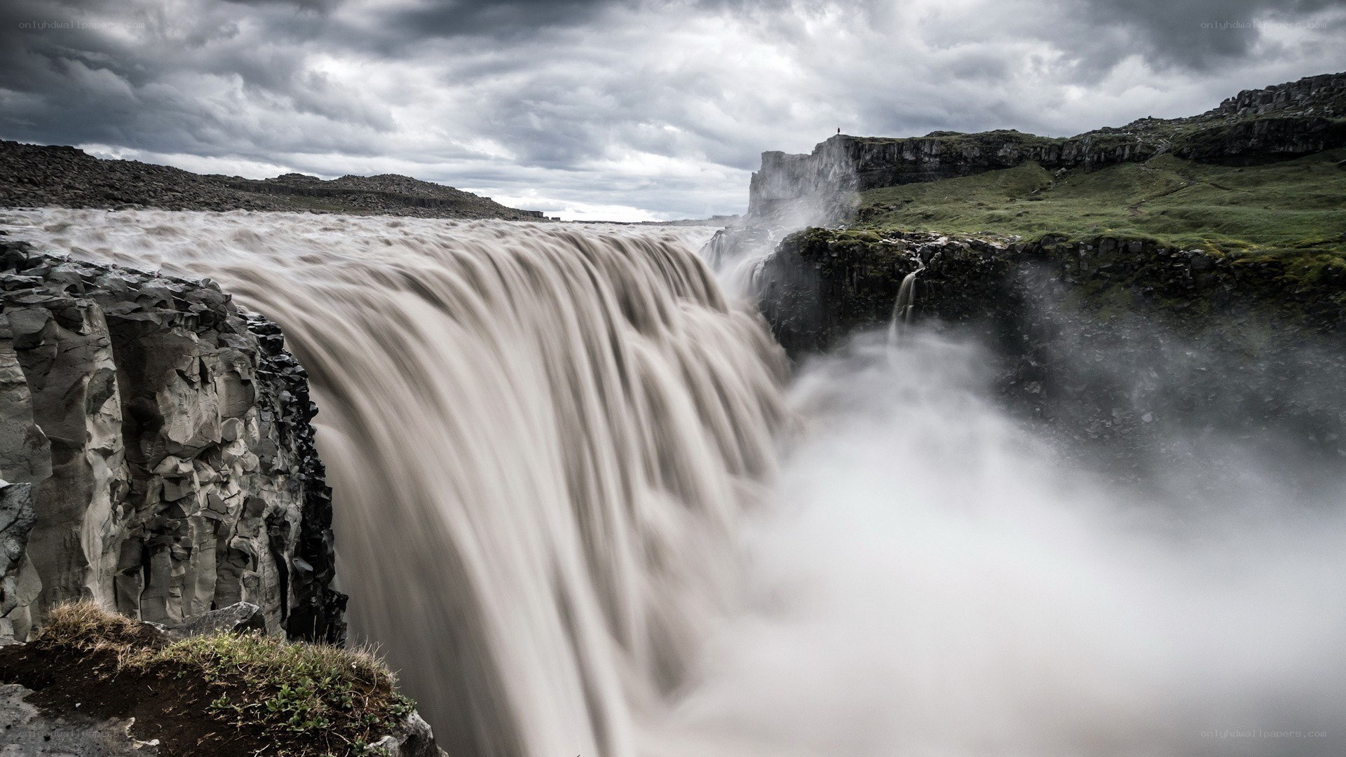 Powerful waterfall in Iceland