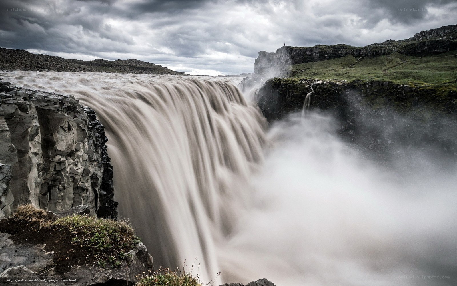 Powerful waterfall in Iceland