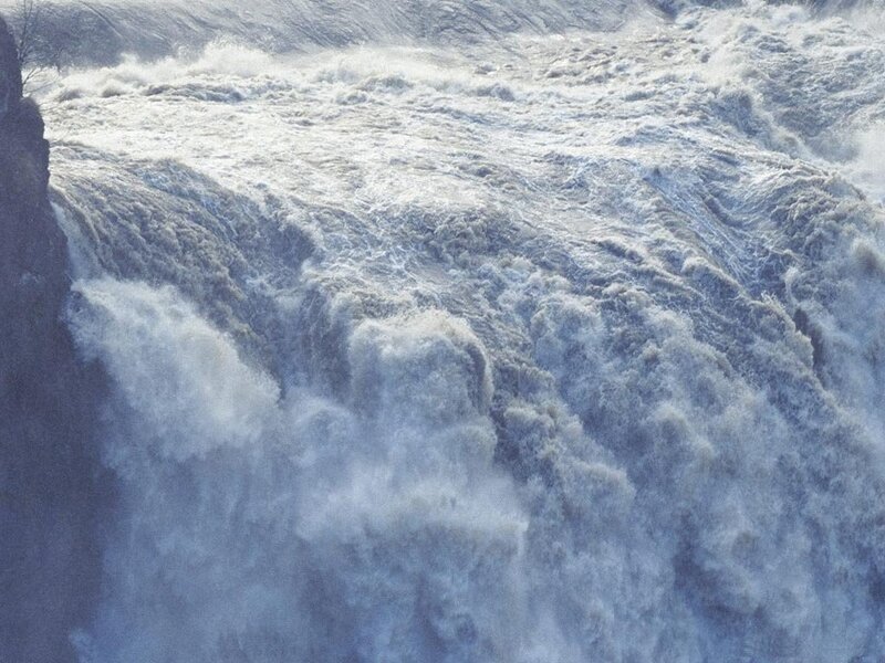 Powerful waterfall in motion