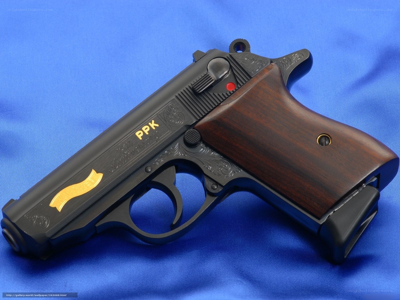 PPK pistol with wooden grip