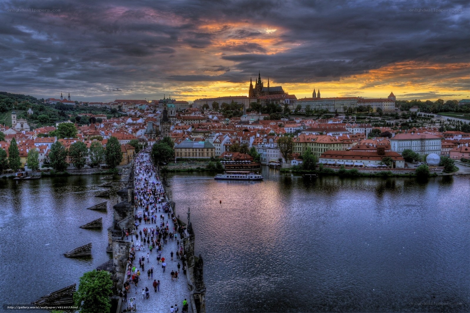 Prague at sunset with Charles Bridge
