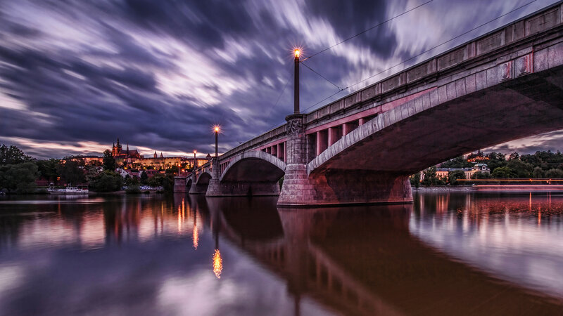 Prague Bridge at Dusk