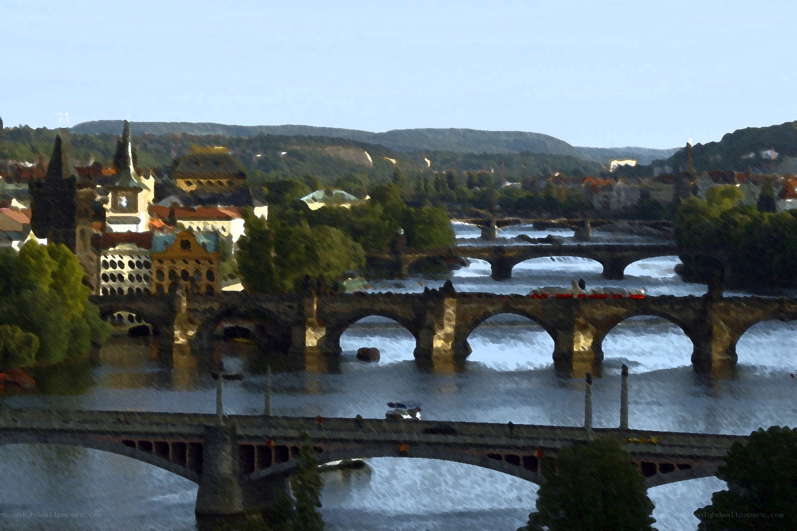 Prague bridges over Vltava River