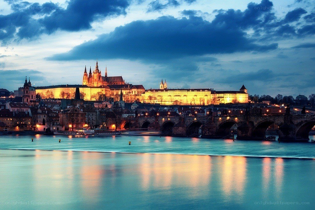 Prague castle at dusk