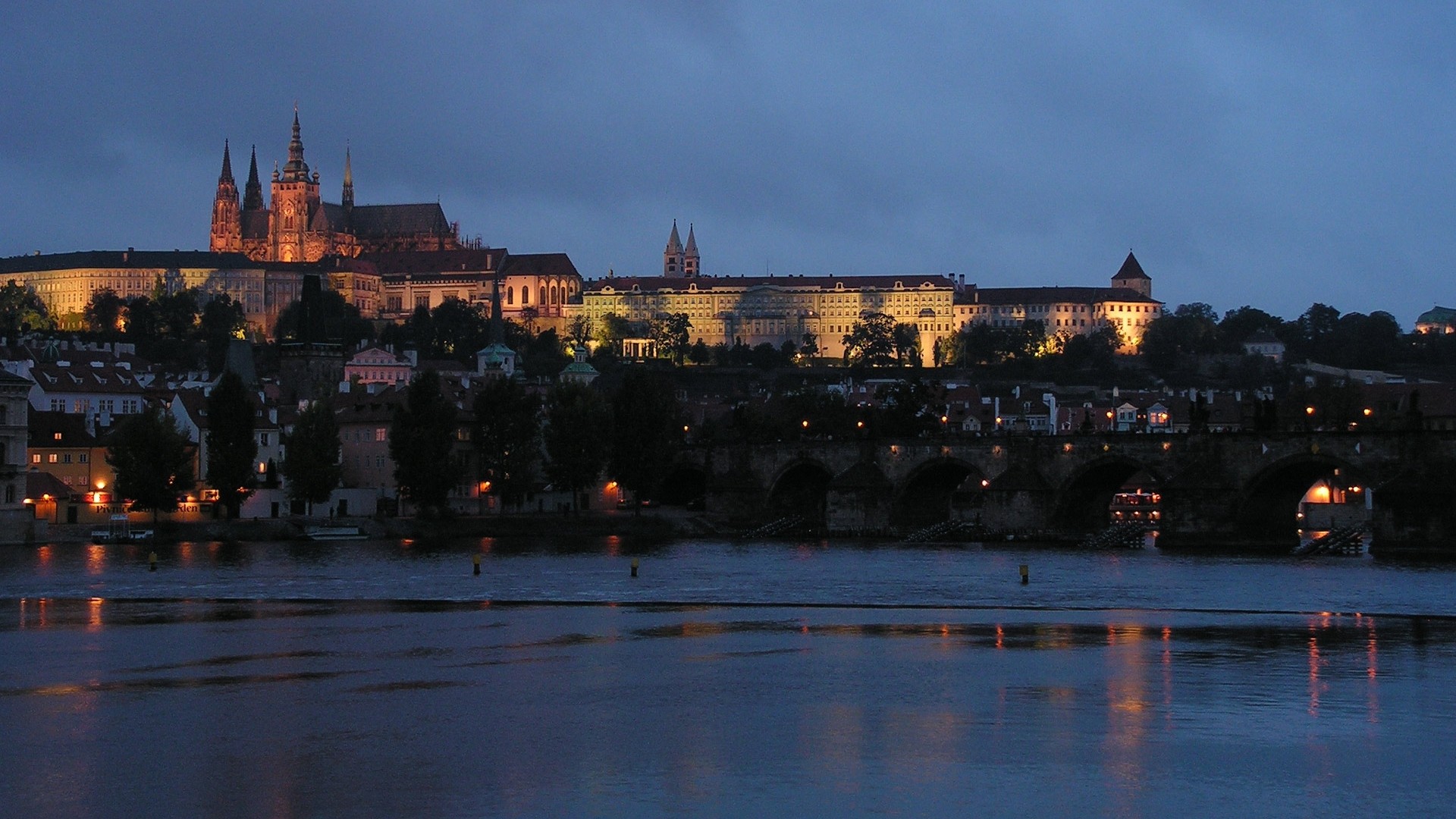 Prague castle at dusk