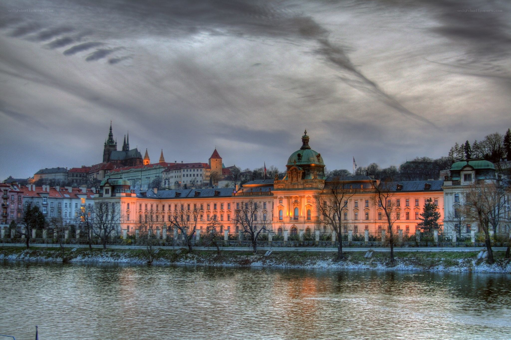 Prague castle at dusk