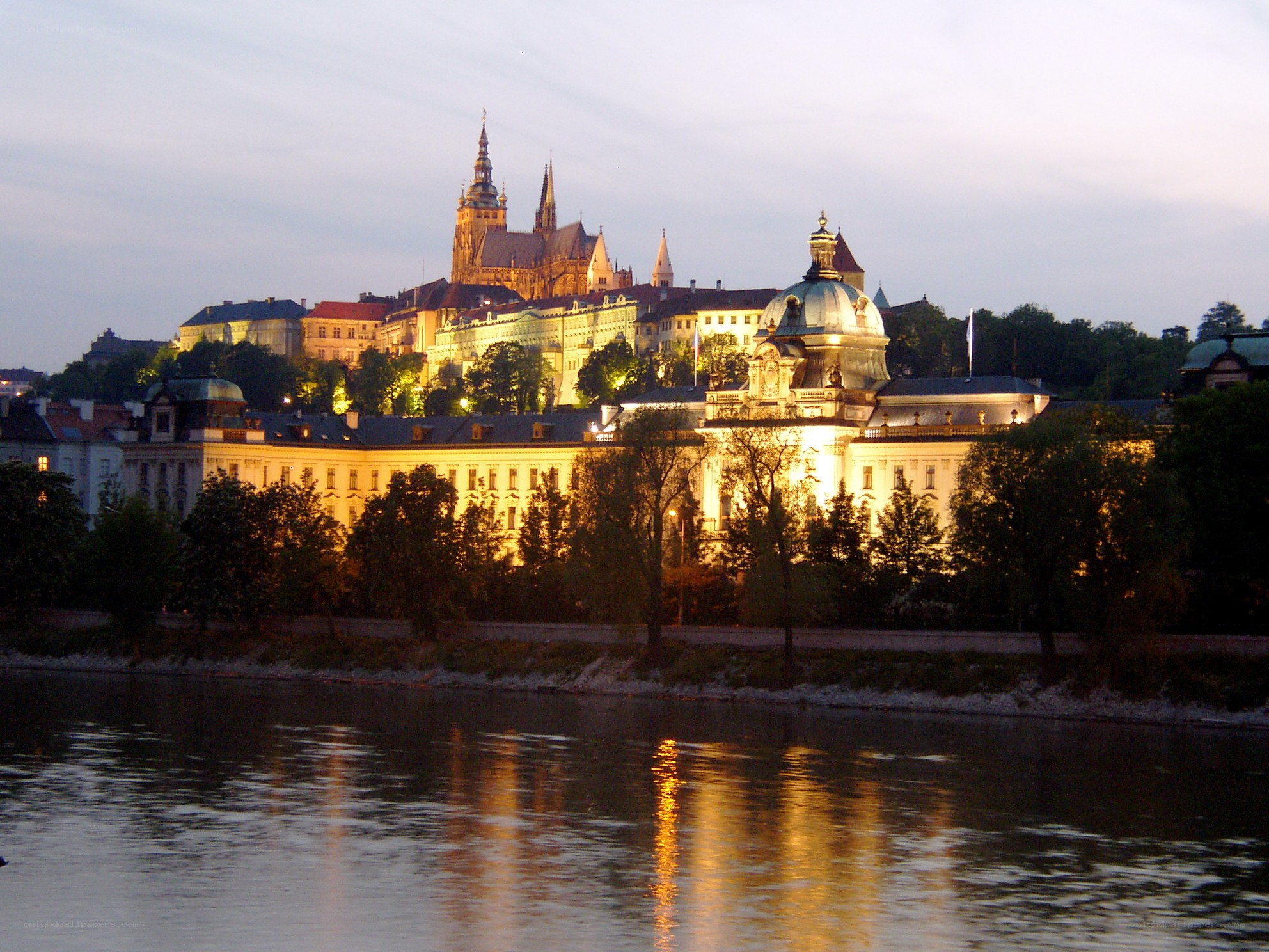 Prague castle at dusk
