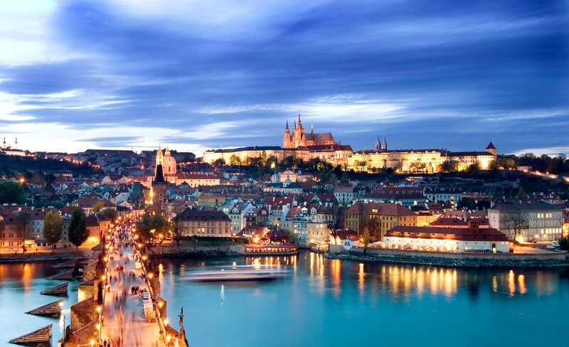 Prague Castle at Dusk — Blue, Serene, Night