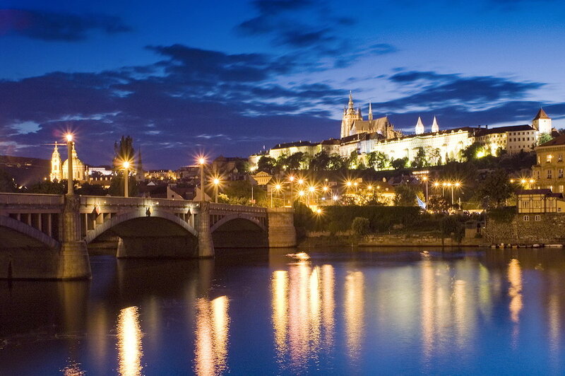 Prague Castle at Night — Blue, Serene, Photograph