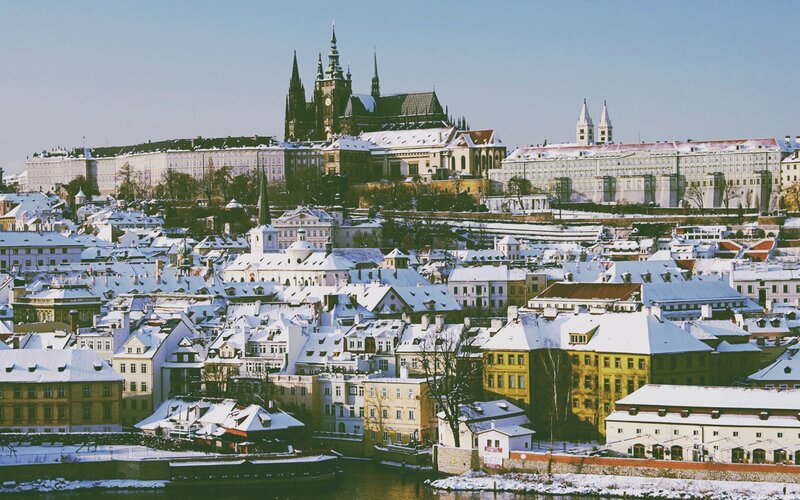 Prague Castle in Winter — White