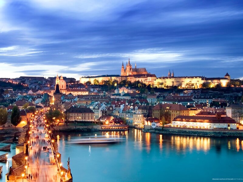 Prague Castle Skyline — Blue