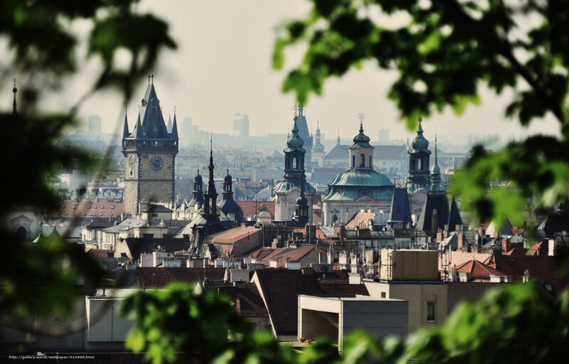 Prague City Skyline — Green