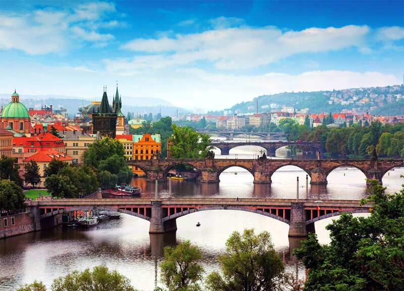 Prague Cityscape — Blue, Serene, Afternoon, Photograph