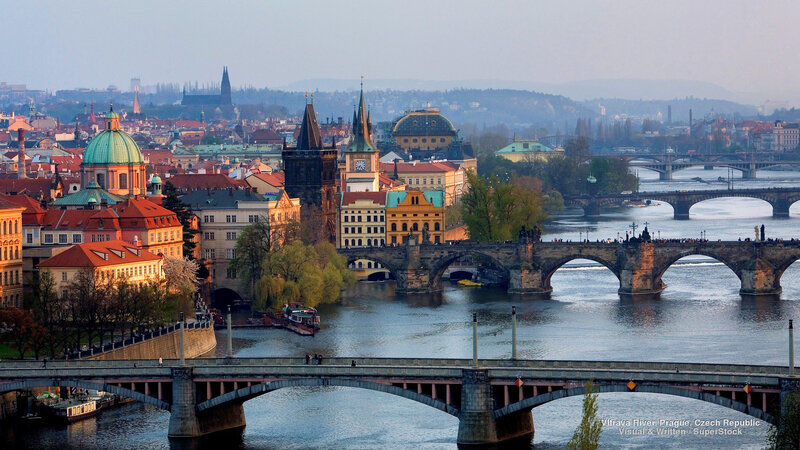 Prague Cityscape — Blue, Serene, Morning