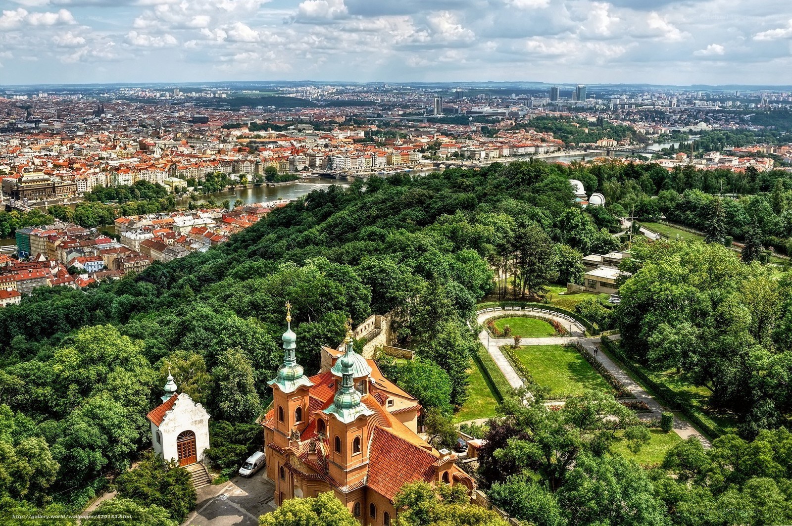 Prague cityscape from hilltop