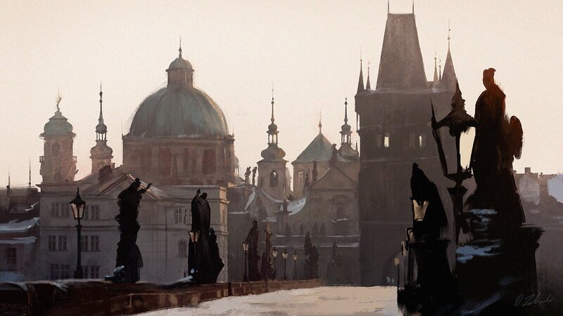 Prague Cityscape — Gray