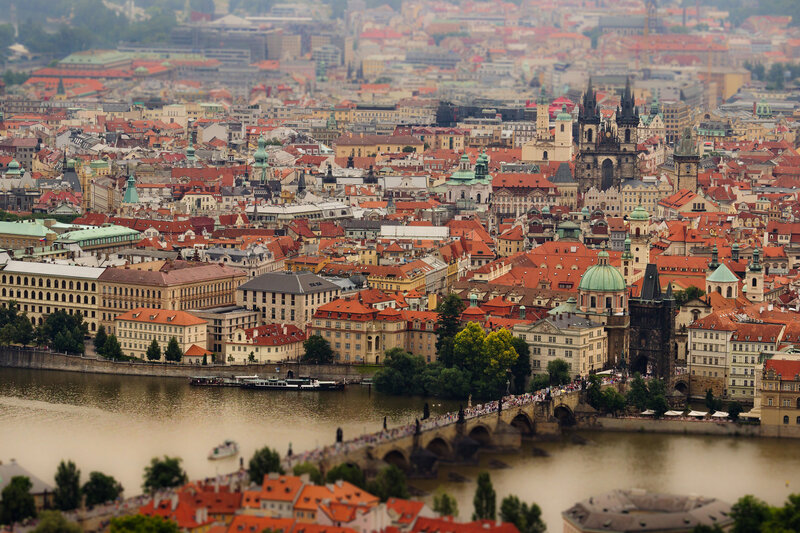 Prague Cityscape — Red, Serene