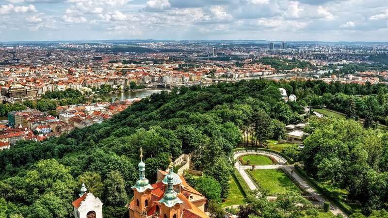 Prague Cityscape View — Green, Serene