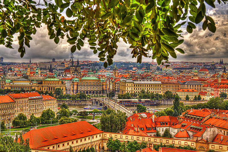 Prague Cityscape View — Red