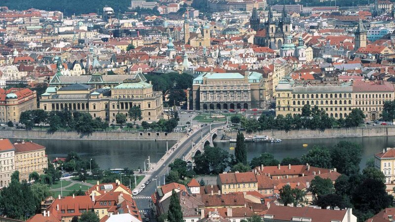 Prague cityscape with Charles Bridge