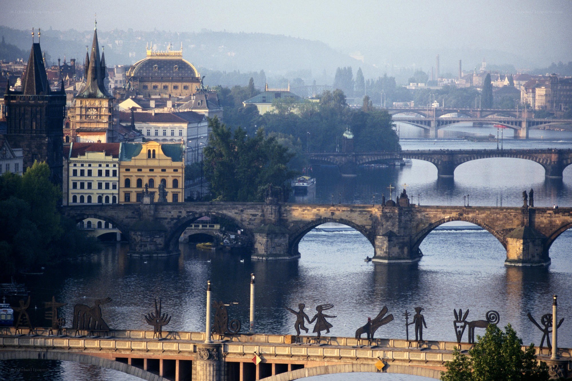 Prague cityscape with Charles Bridge