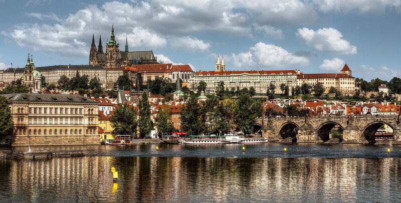 Prague cityscape with Charles Bridge
