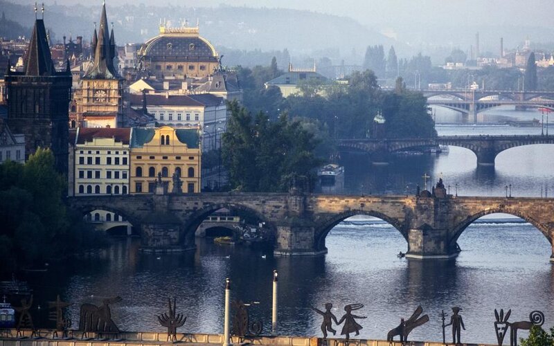 Prague cityscape with Charles Bridge