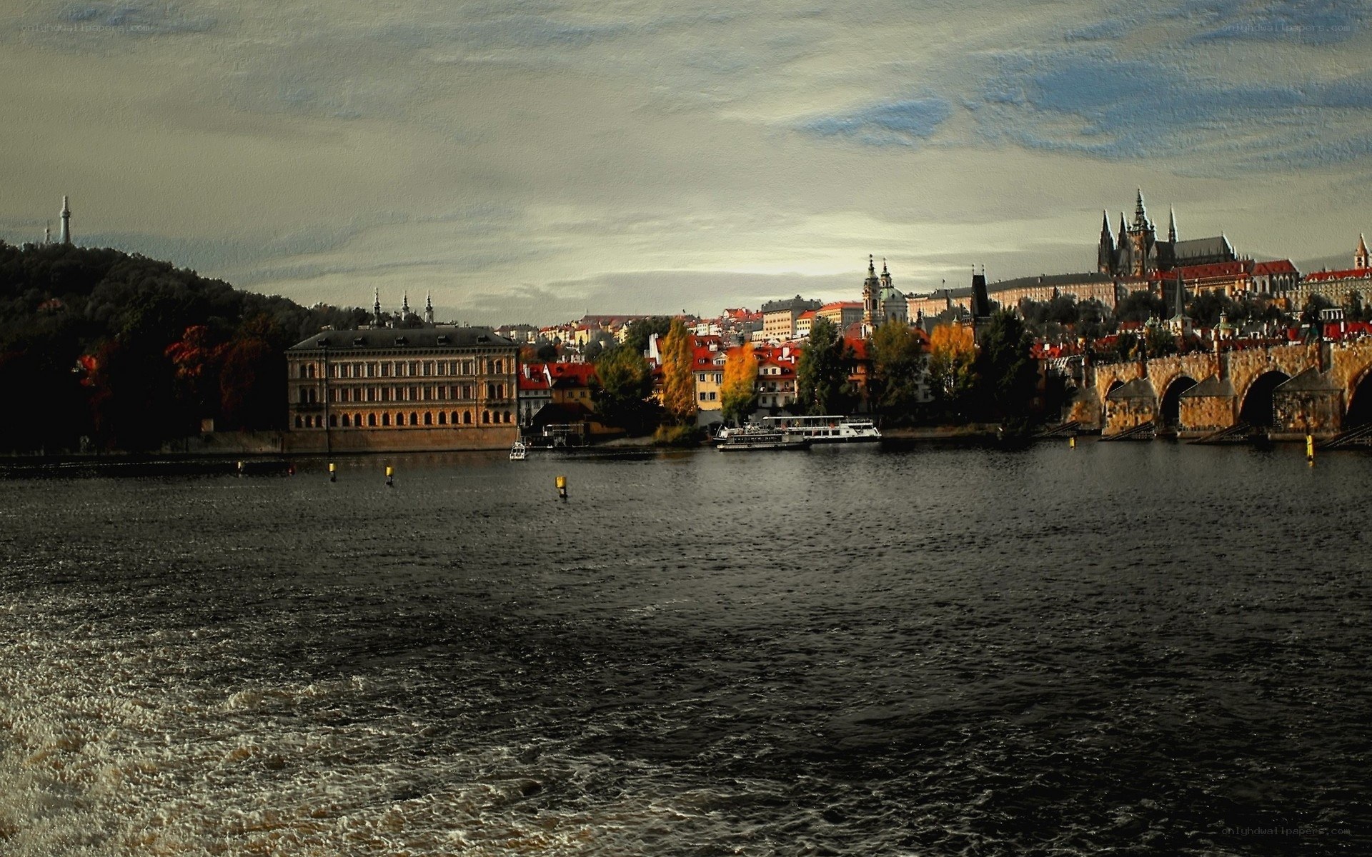 Prague cityscape with Charles Bridge