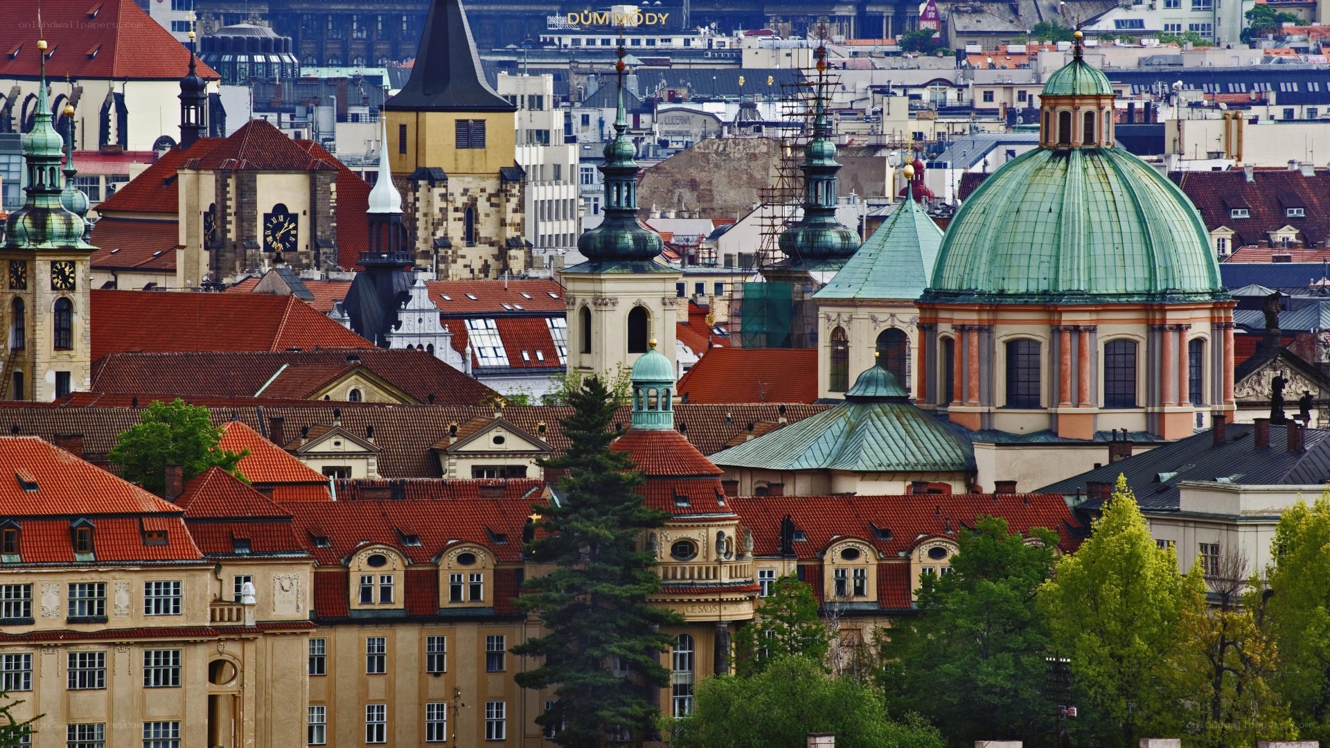 Prague cityscape with domes