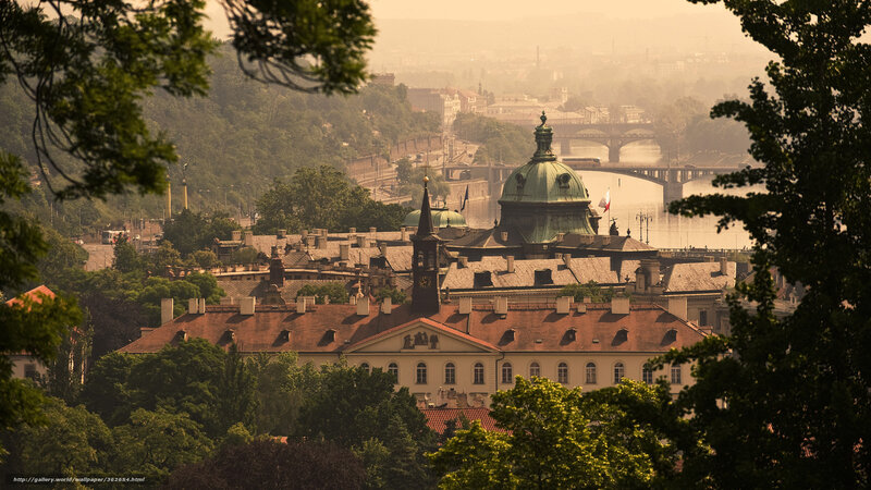 Prague cityscape with river