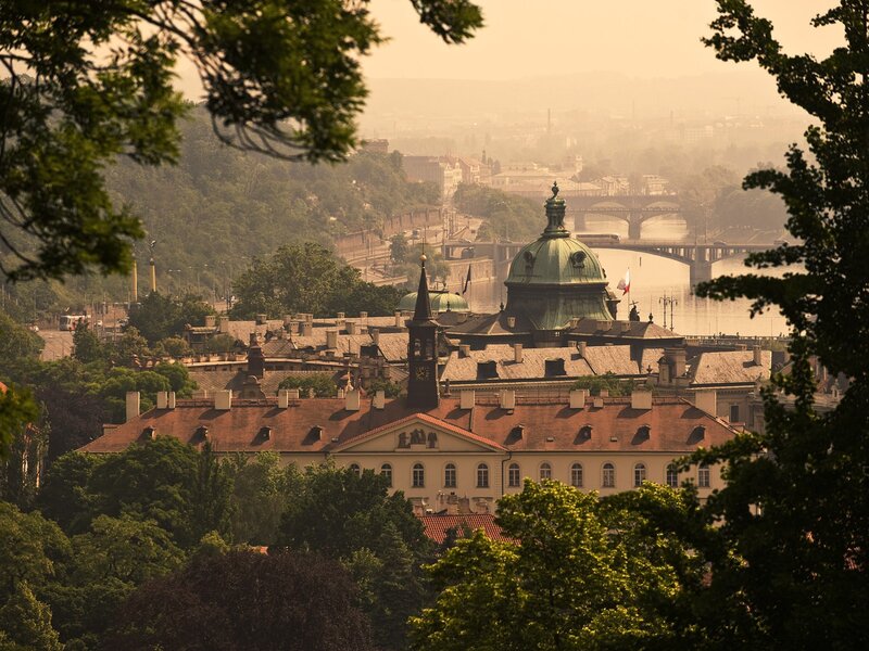 Prague cityscape with river view