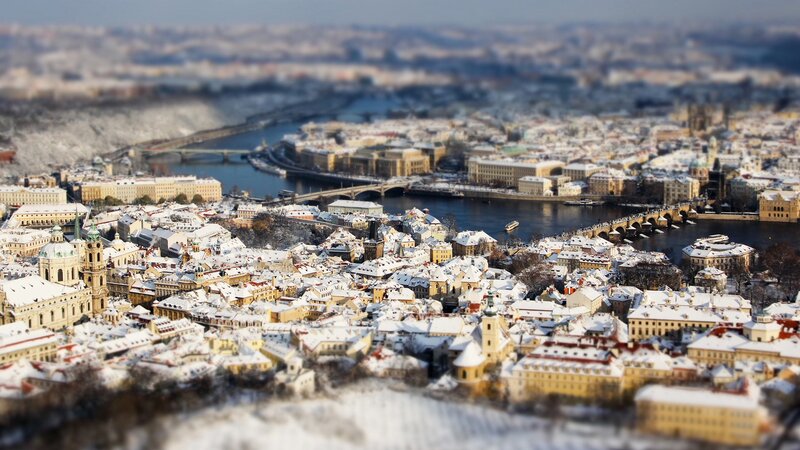 Prague in winter from above