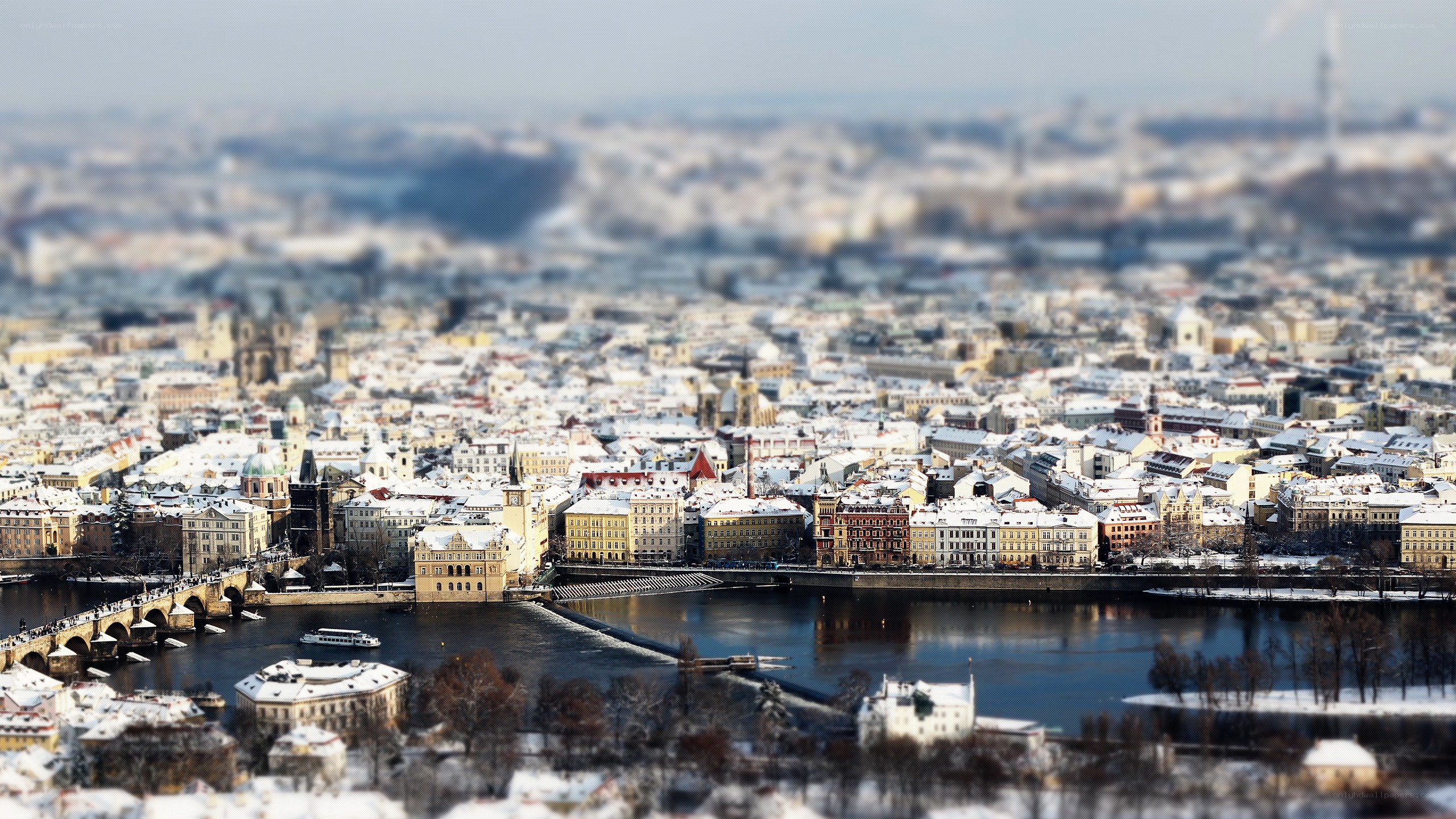 Prague in winter from above