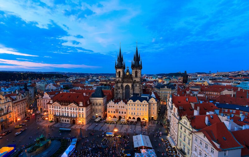 Prague Old Town Square — Blue, Dramatic