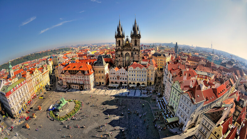 Prague Old Town Square — Red, Bustling